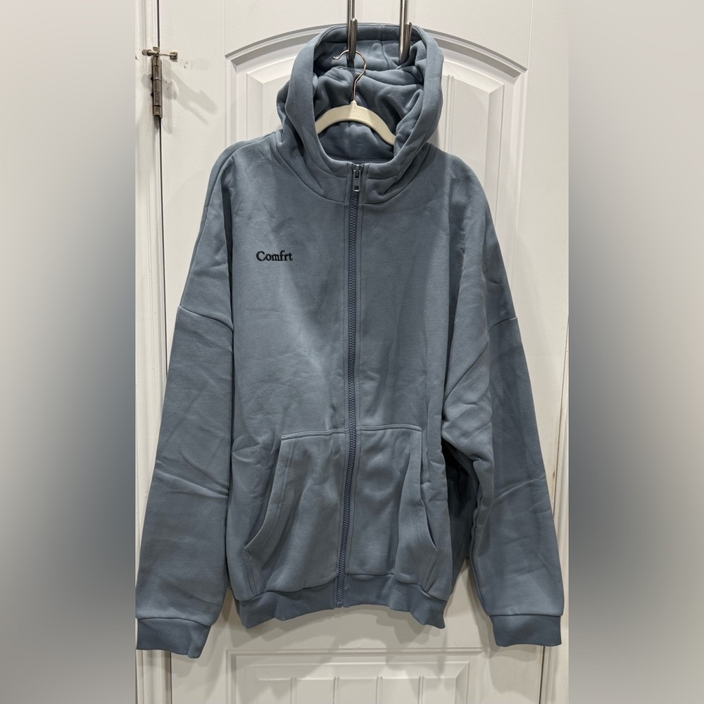 Comfrt Women’s 2XL Blue Willow Oversized Full Zip Hoodie NWT